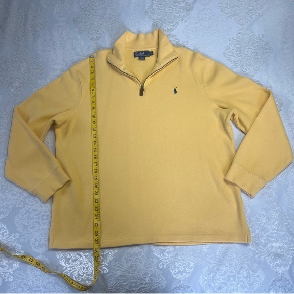 Polo Ralph Lauren Quarter 1/4 Zip 100% Cotton Butter Yellow Pullover Size XL - Picture 7 of 11